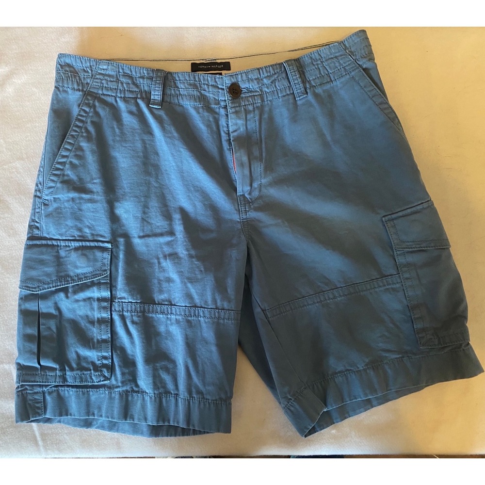 Tommy Hilfiger Cargo Shorts Mens 34 Blue Excellent Cotton Utility Casual Summer